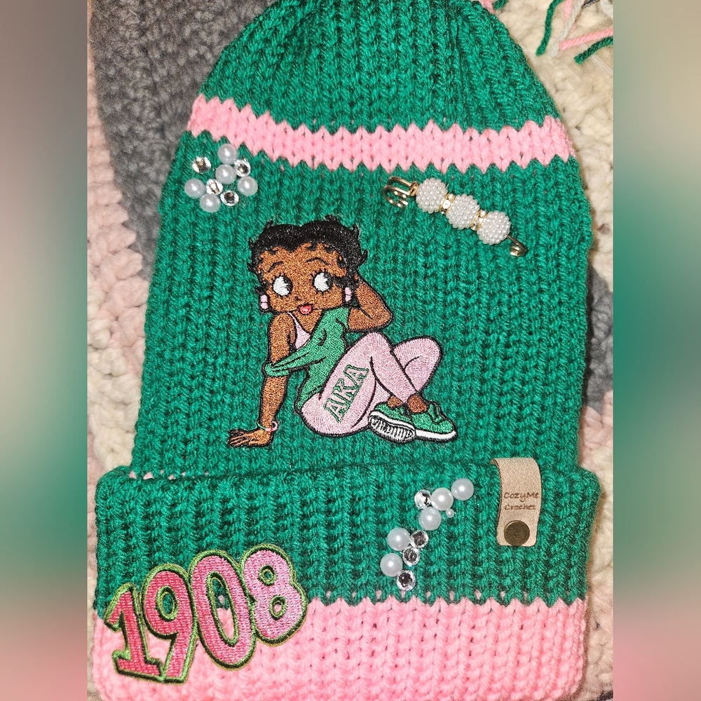 Green and Pink Junk Beanie